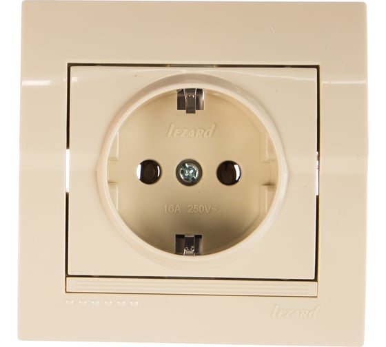 Изображение товара Розетка Lezard DERIY с заземлением, кремовый 702-0303-122B