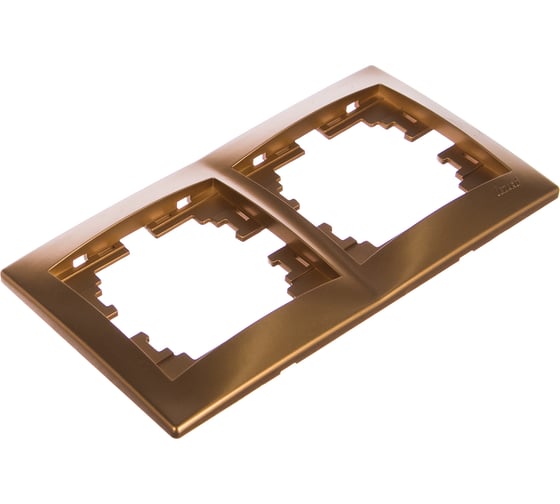 Изображение товара Горизонтальная двухместная рамка Lezard MIRA без вставок, металлик золото 701-1300-147