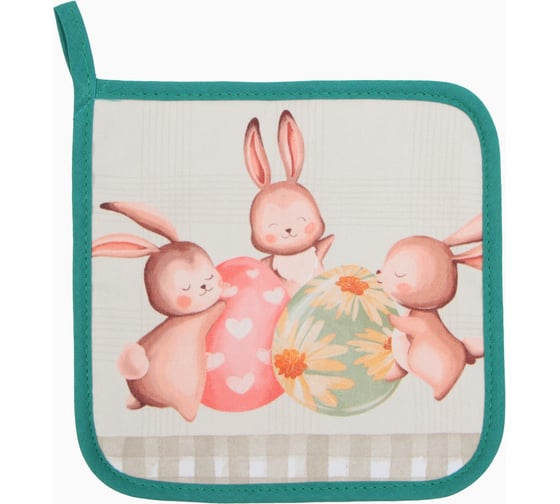 Изображение товара Прихватка Этель Пасхальный кролик 19x19 саржа 100% хлопок, ватин 250 г/кв. м 9892071