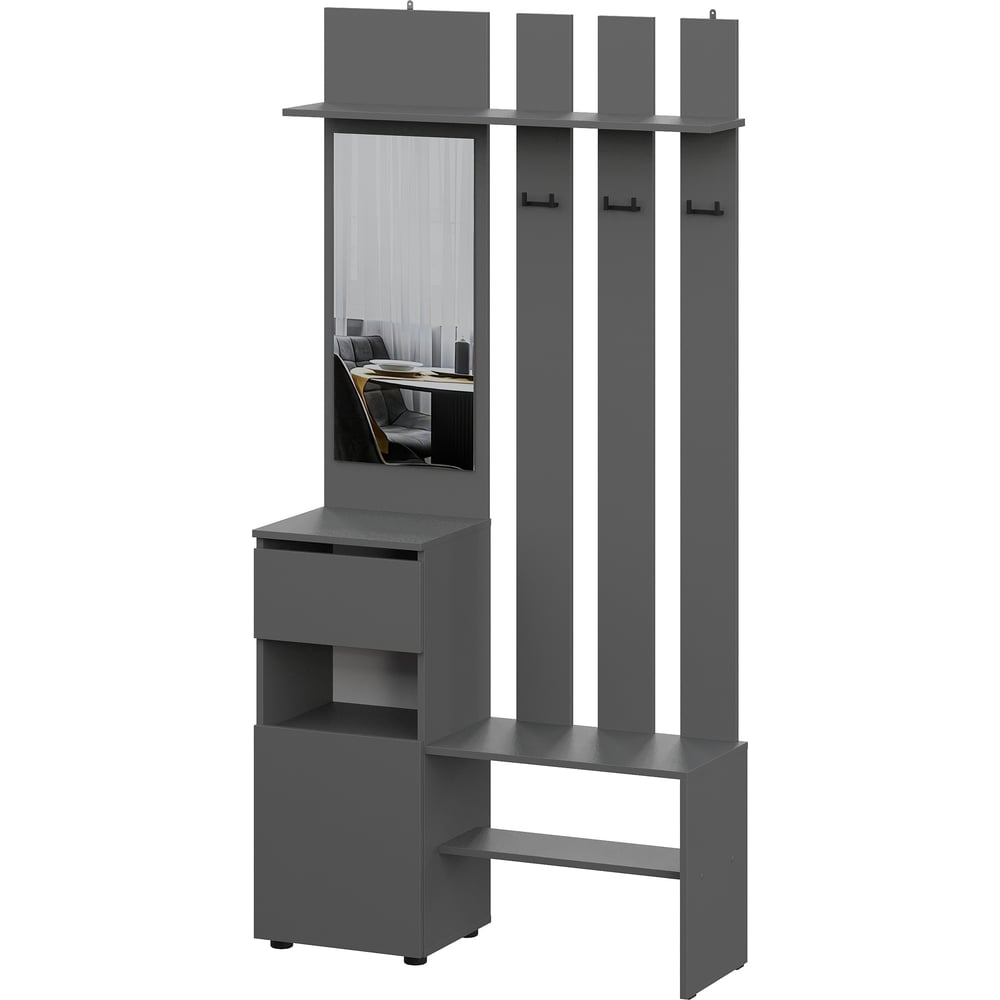 Изображение товара Вешалка SV Денвер с зеркалом графит серый 101819