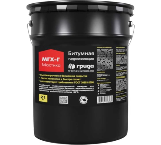 Изображение товара Битумная мастика ГРИДА МГХ-Г, 21 КГ, 1/33 206173 НФ-00000230