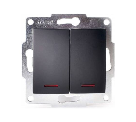 Изображение товара Двойной выключатель Lezard KARINA с подсветкой, чёрный бархат 707-4288-112