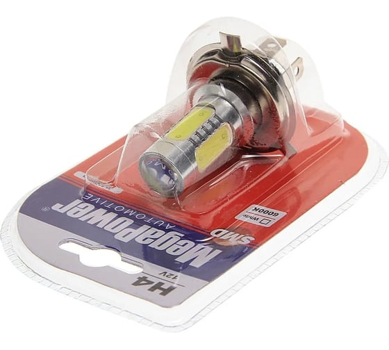 Изображение товара Автолампа MEGAPOWER H4 P43t 5 SMD MEGA WHITE 6000K 650лм 12V M-80544