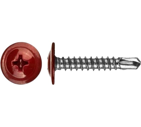 Изображение товара Саморез крашеный Квадра с пресс-шайбой, со сверлом, 4.2x16 мм, RAL 3005, кoробка 1000 шт. 300516211000