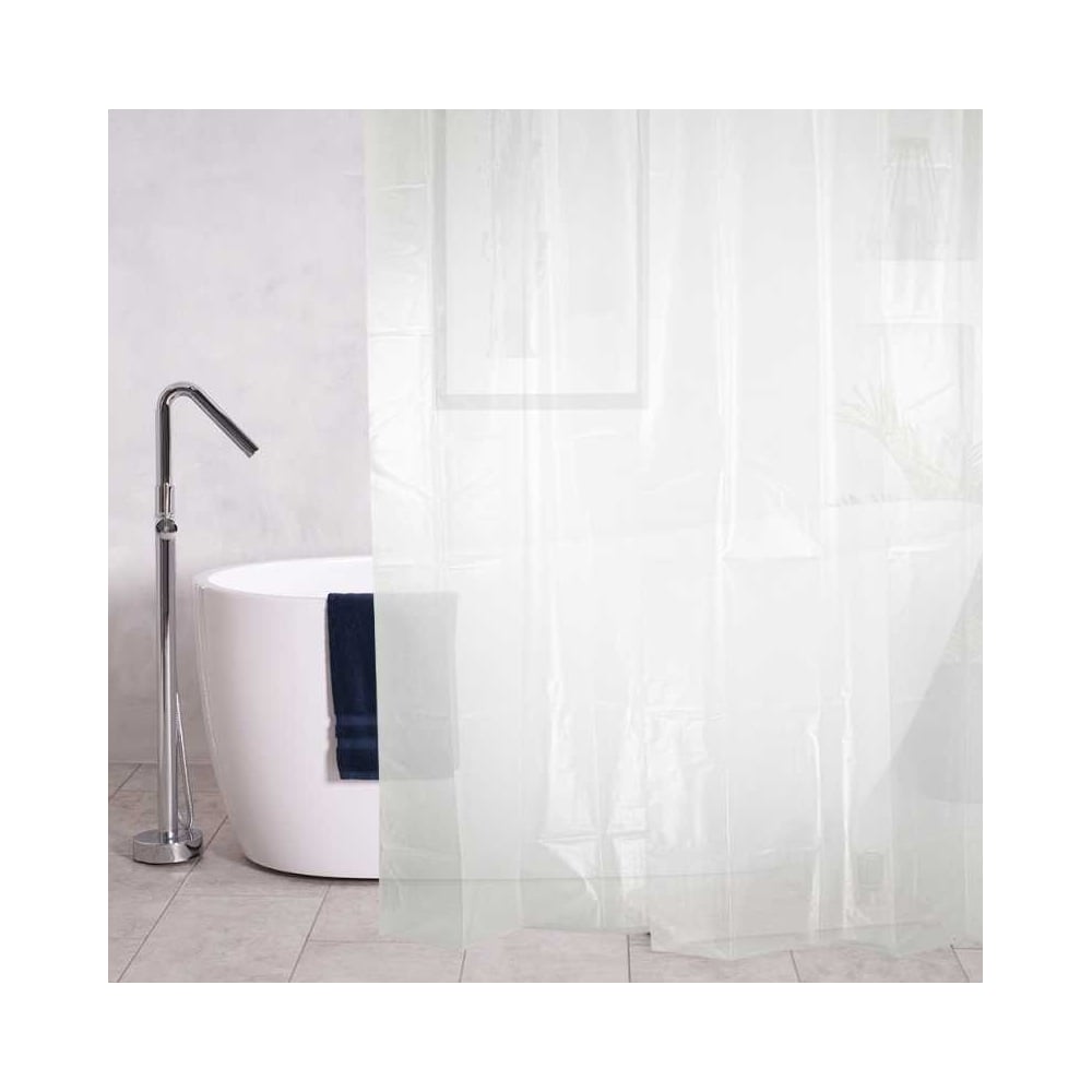 Изображение товара Виниловая шторка для ванной CRAFTICA 180x180 см, прозрачная, матовая