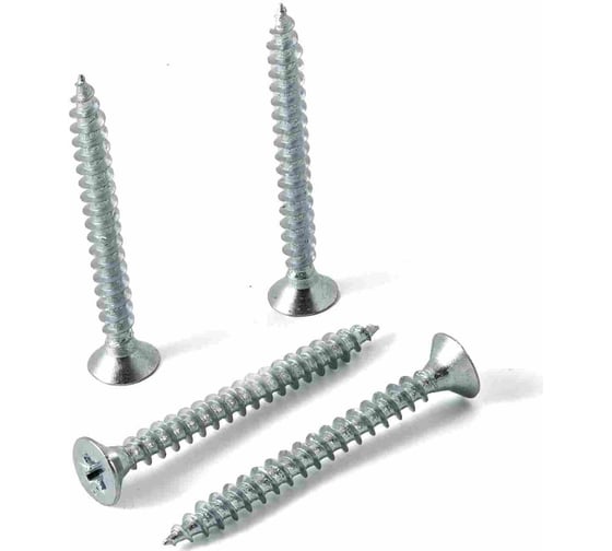 Изображение товара Саморез универсальный Квадра 6x45 мм, белый, потайная голова, цинк, кoробка 250 шт. 603045001250