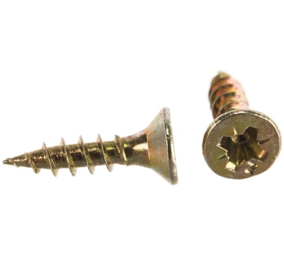 Изображение товара Саморез универсальный Квадра 4.5x20 мм, желтый, потайная голова, цинк, кopобка 500 шт. 454020050500