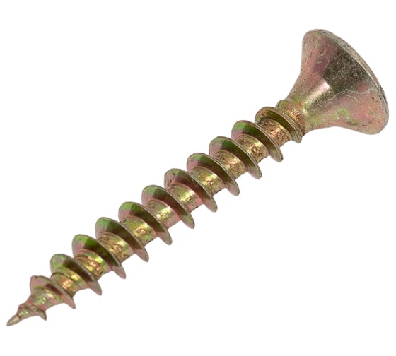 Изображение товара Саморез универсальный Квадра 4.5x30 мм, желтый, потайная голова, цинк, кopобка 100 шт. 404530020100