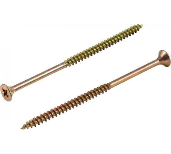 Изображение товара Саморез универсальный Квадра 6x200 мм, желтый, потайная голова, цинк, упаковка 2 шт. 604200002830