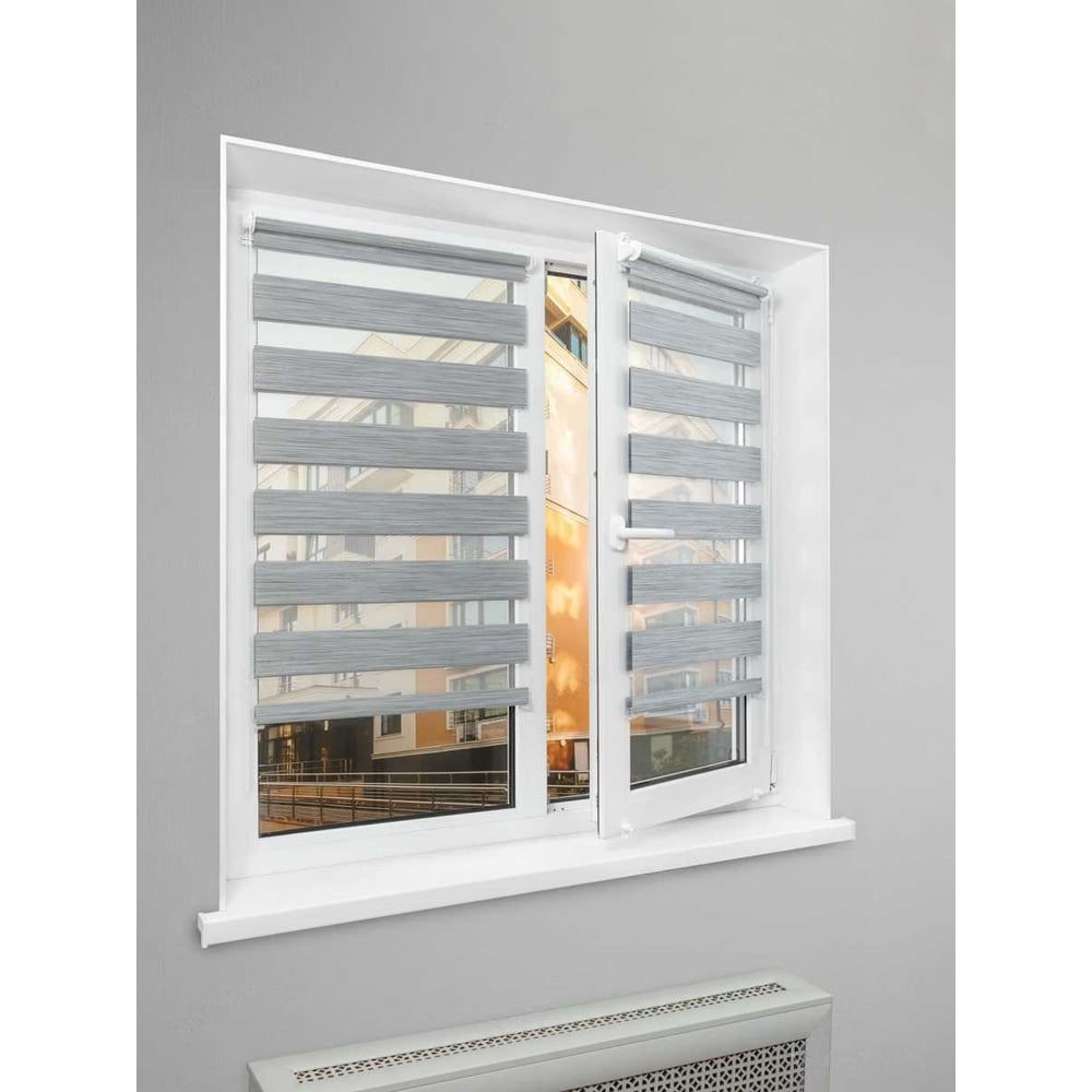 Изображение товара Рулонная штора День-Ночь LM DECOR стальной 64x160 см, монтаж без сверления