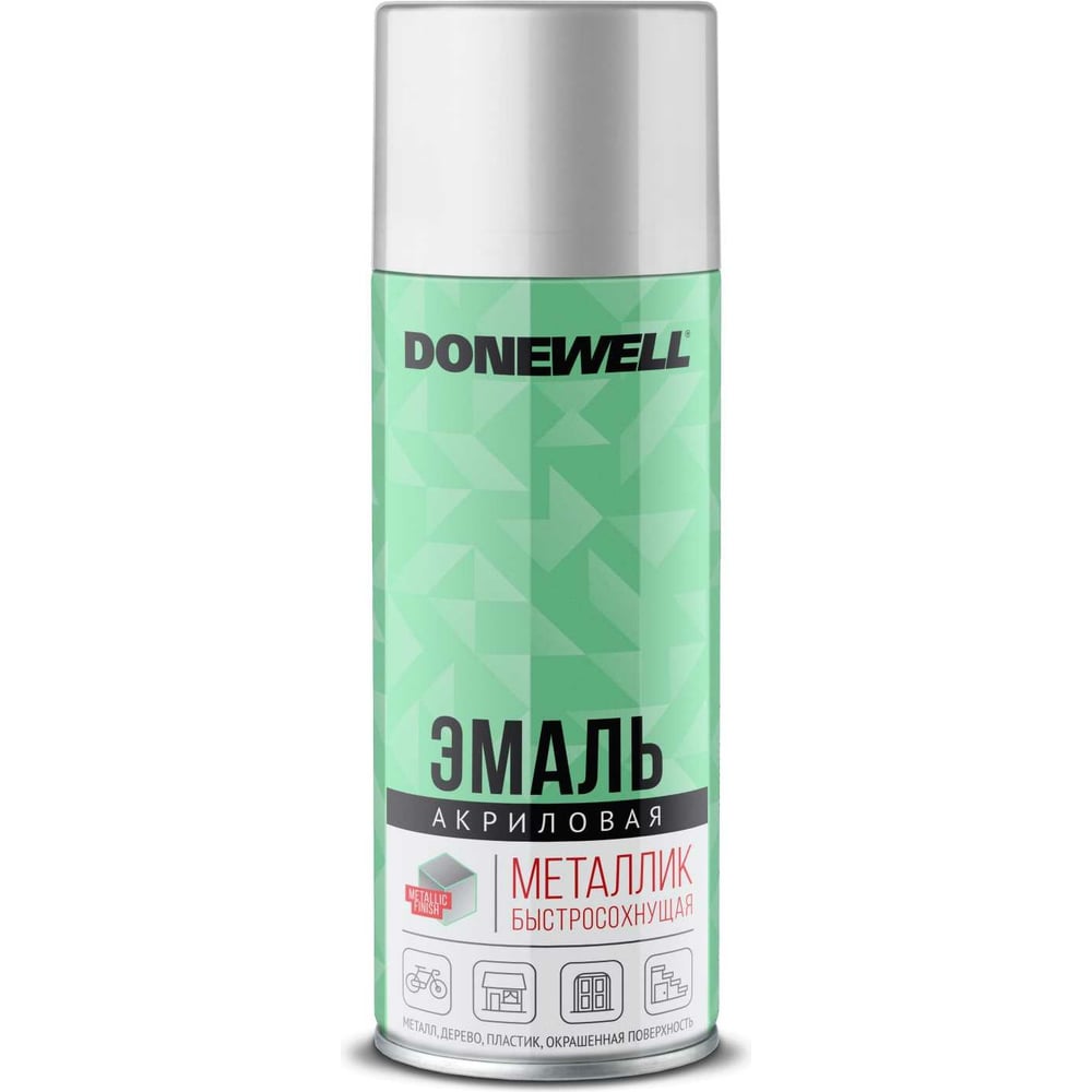 Изображение товара Универсальная эмаль металлик DONEWELL хром DW-1027 аэрозоль для внутренней отделки