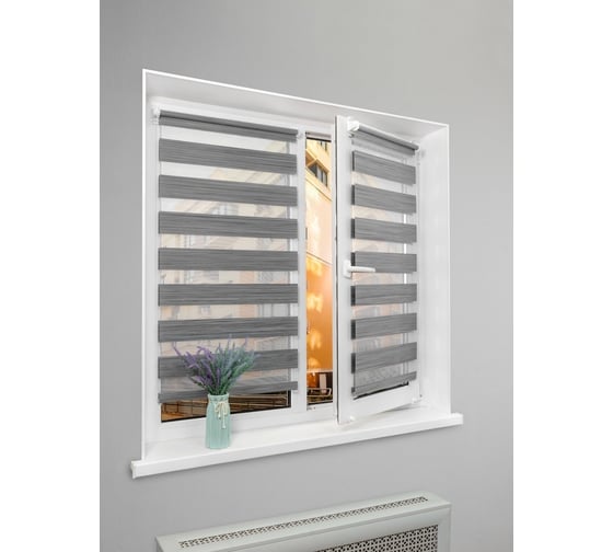 Изображение товара Рулонная штора LM DECOR День-Ночь LB 21-01 черно-серый, 34x160 см 2101034