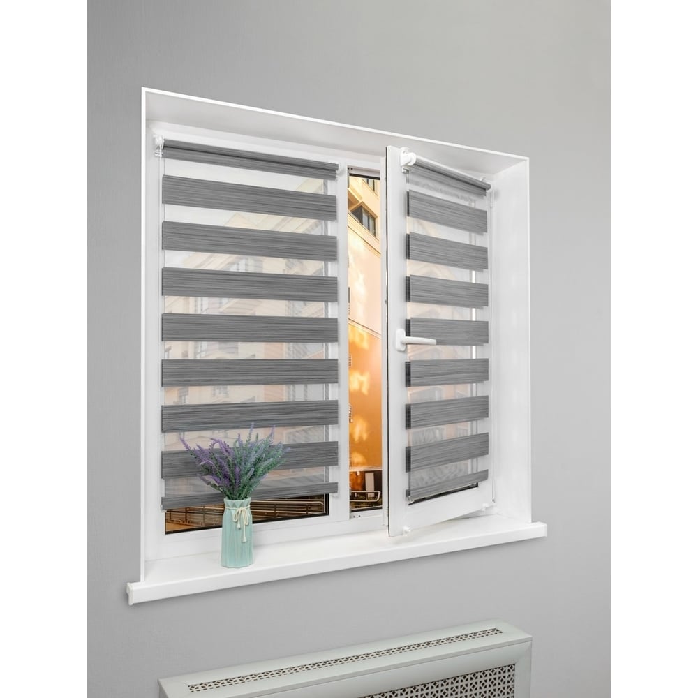 Изображение товара Рулонная штора LM DECOR День-Ночь 150x170 см, черно-серая, современный стиль