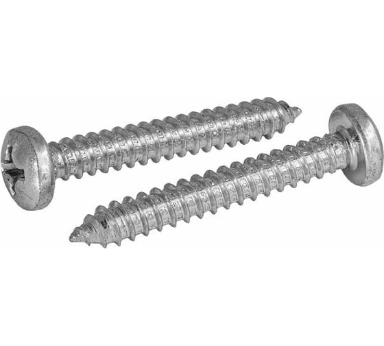 Изображение товара Саморез Квадра DIN 7981, 4.8x25 мм, цинк, коpобка 100 шт., полусфера, шлиц PH2, острый 814825020100