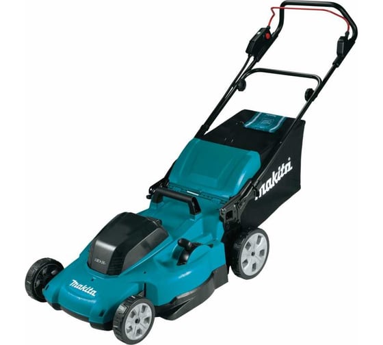 Изображение товара Газонокосилка аккумуляторная Makita LXT 2x18 В, 860 Вт, дека 48 см, 62 л, 4в1 XPT (2xBL1850B DC18SH) DLM480CT2