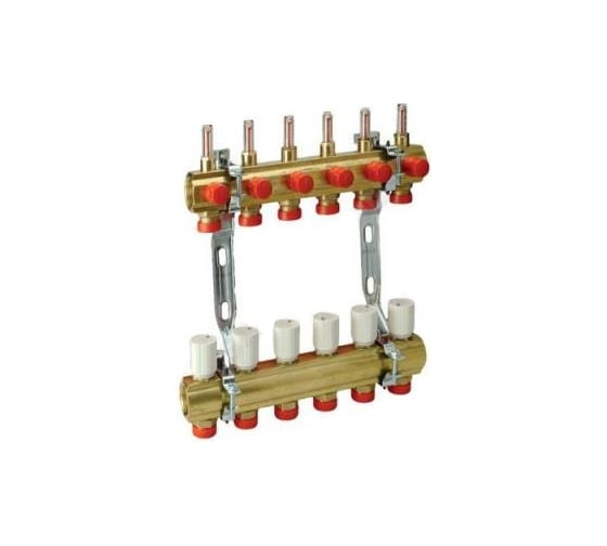 Изображение товара Группа коллекторная Giacomini R553K латунь, 1 ВР/ВР, 10 выходов, 3/4 НР, под евроконус 040-0298
