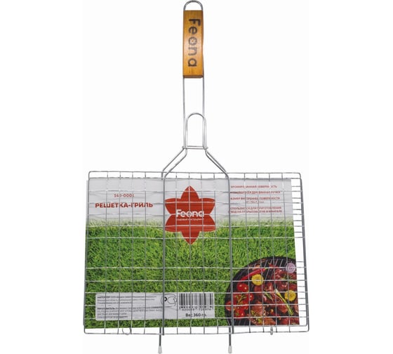 Изображение товара Решетка-гриль FEONA 40х30х1.5 СМ хромированная поверхность, деревянная ручка 140-0002 203607