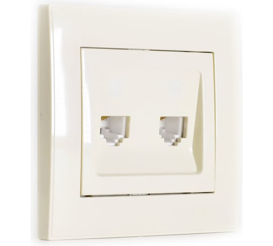 Изображение товара Двойная телефонная розетка Lezard RAIN евро, кремовый 703-0303-138