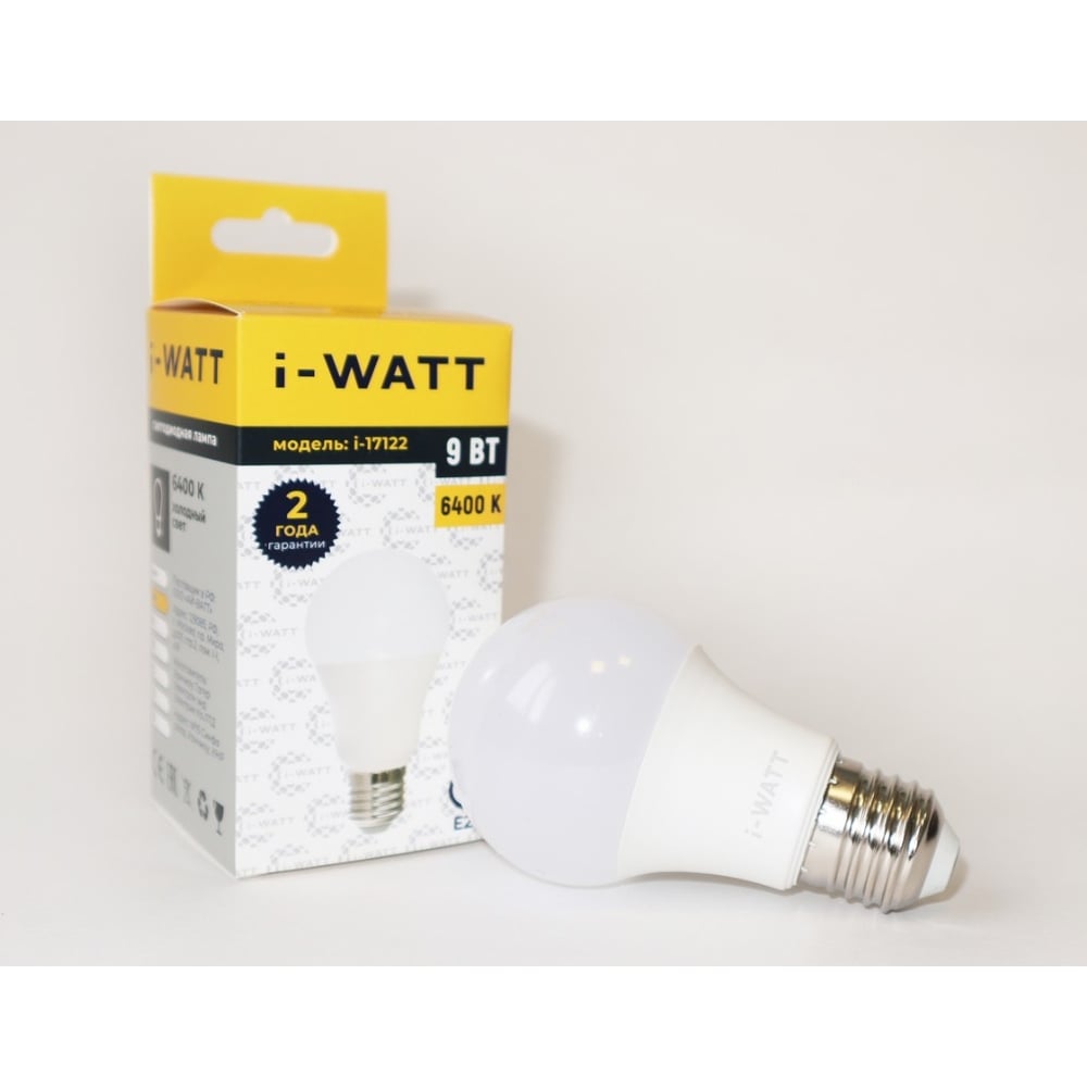 Изображение товара Светодиодная лампа I-WATT 9Вт E27 холодный белый 6400K