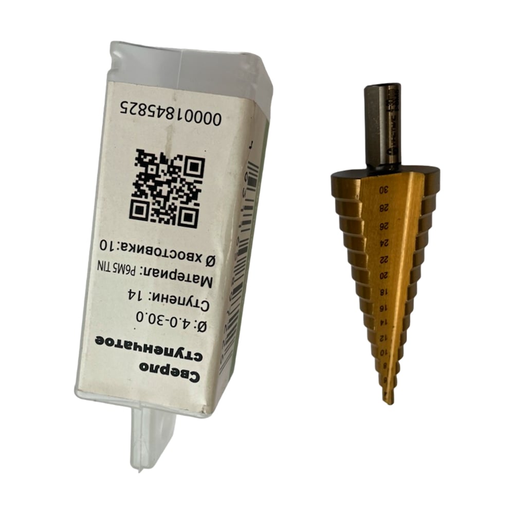 Изображение товара Сверло ступенчатое 4-30 мм 14 ступеней P6M5 TiN INSTULS 00001845825