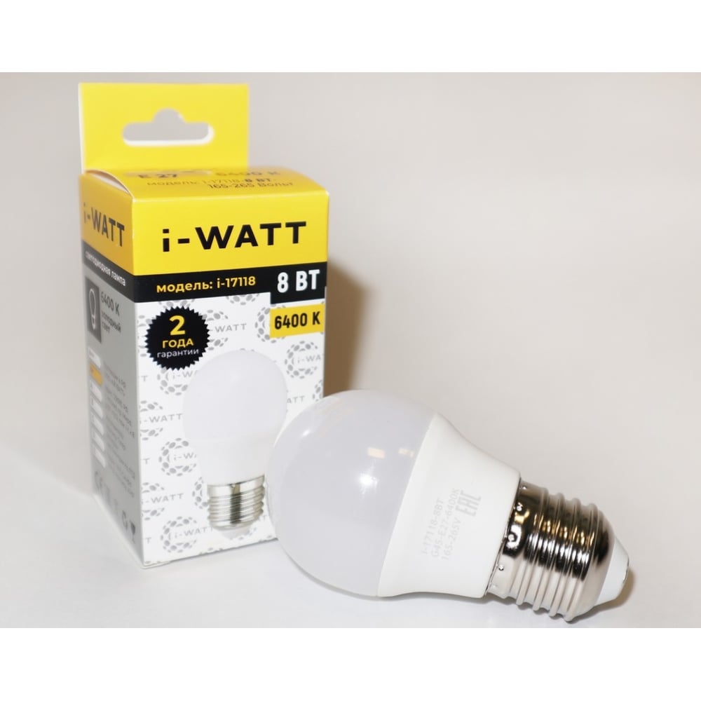 Изображение товара Светодиодная лампа G45 8Вт 6400К E27 холодный белый