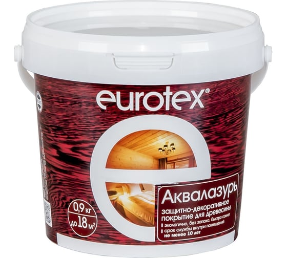 Изображение товара Защитно-декоративное покрытие для древесины Eurotex Аквалазурь олива, полуглянцевое, 0.9 кг 48778