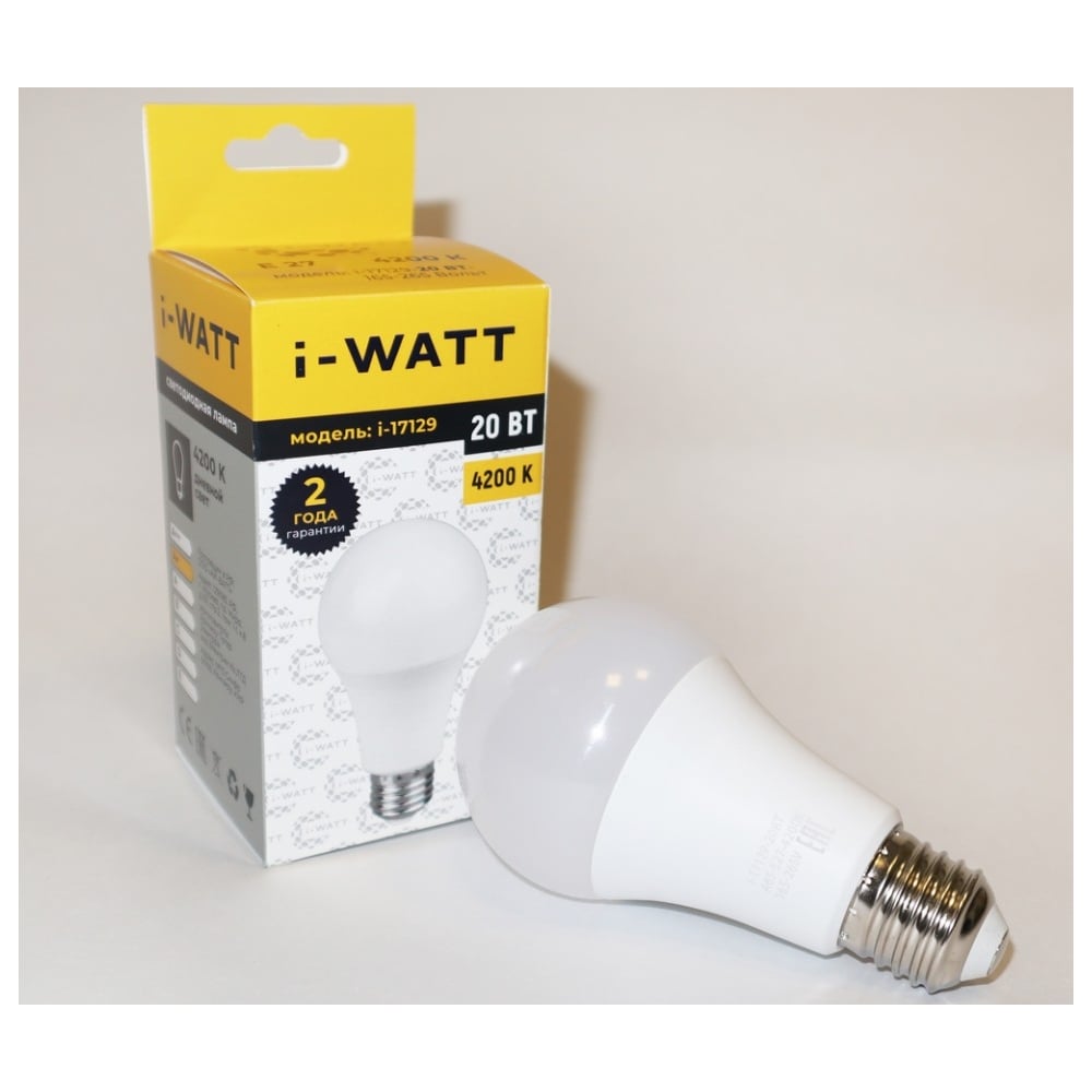 Изображение товара Светодиодная лампа I-WATT 20Вт 4200К E27 долгий срок службы
