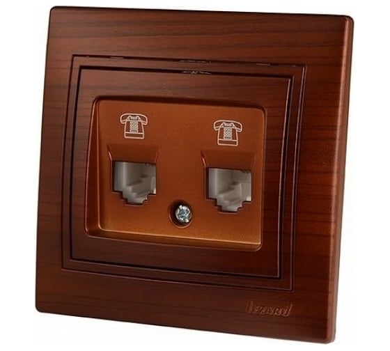 Изображение товара Розетка Lezard, MIRA, телефонная, двойная, евро, маун, 701-0404-138