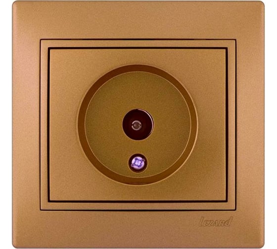 Изображение товара ТВ розетка Lezard, MIRA, проходная, золотой металлик, со вставкой, 701-1313-129