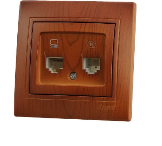Изображение товара Розетка Lezard MIRA, компьютер+телефон, сосна, 701-0801-143