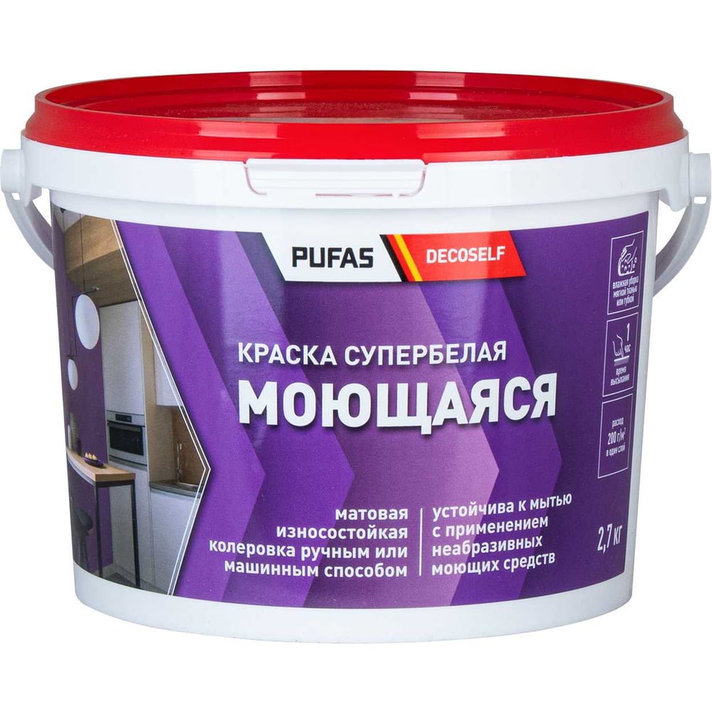 Изображение товара Краска акрилатная Decoself белая для внутренних работ 1,86 л