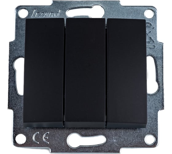 Изображение товара Выключатель Lezard, KARINA, тройной, чёрный бархат, 707-4288-109