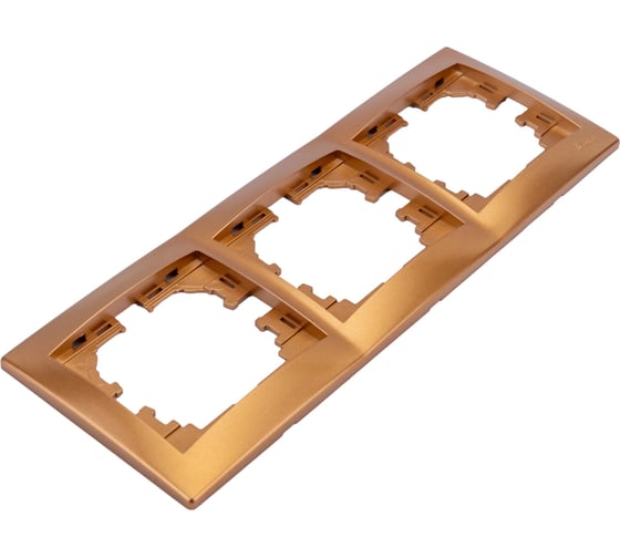 Изображение товара Рамка Lezard, MIRA, 3-ая, горизонтальная, б/вст, золотой металлик, 701-1300-148