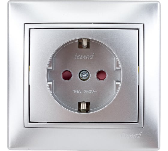 Изображение товара Розетка Lezard MIRA с защитой от детей, керамика, металлик серый, со вставкой 701-1010-124