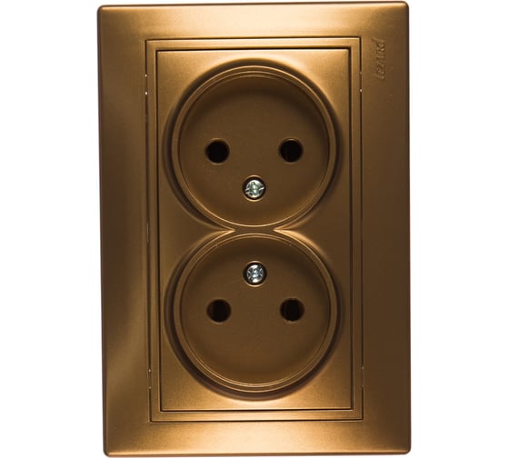 Изображение товара Двойная розетка Lezard MIRA без заземления, керамика, металлик золото, со вставкой 701-1313-128