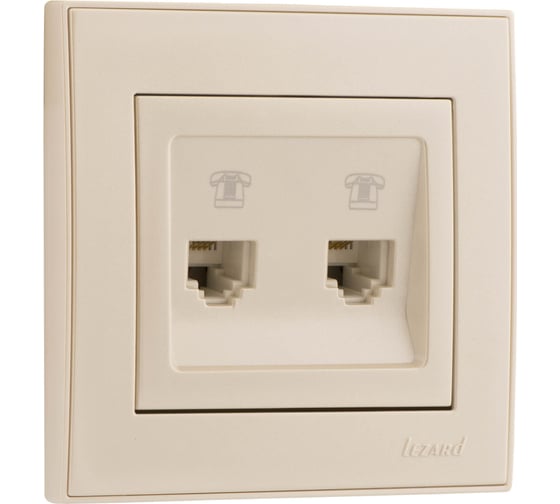 Изображение товара Двойная телефонная розетка Lezard MIRA, евро, со вставкой, жемчужно-белый перламутр 701-3030-138