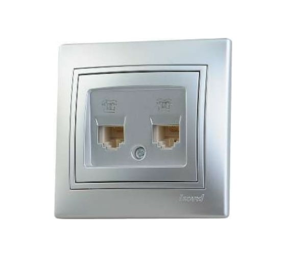 Изображение товара Двойная телефонная розетка Lezard MIRA, евро, со вставкой, металлик серый 701-1010-138