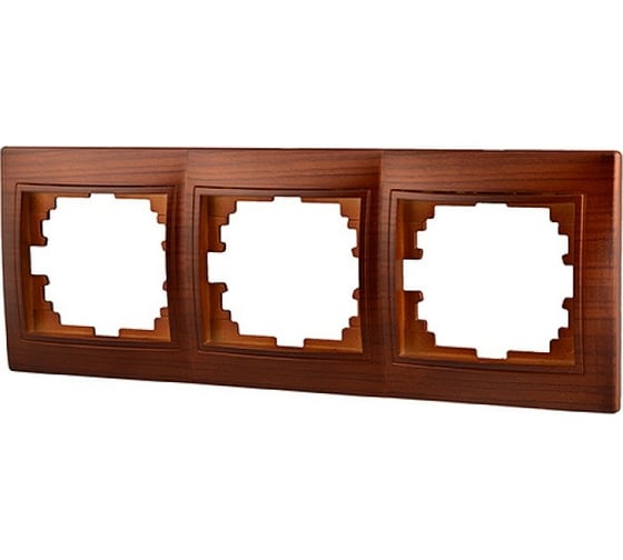 Изображение товара Трехместная горизонтальная рамка Lezard MIRA, махагон 701-0500-148