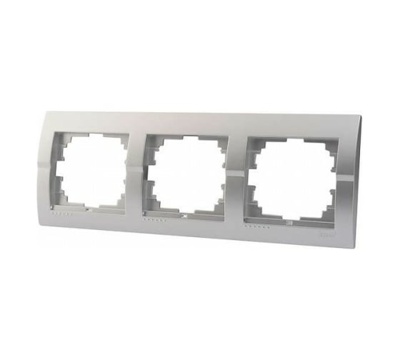 Изображение товара Рамка Lezard, DERIY, 3-ая, горизонтальная, серебристый металлик, 702-2800-148