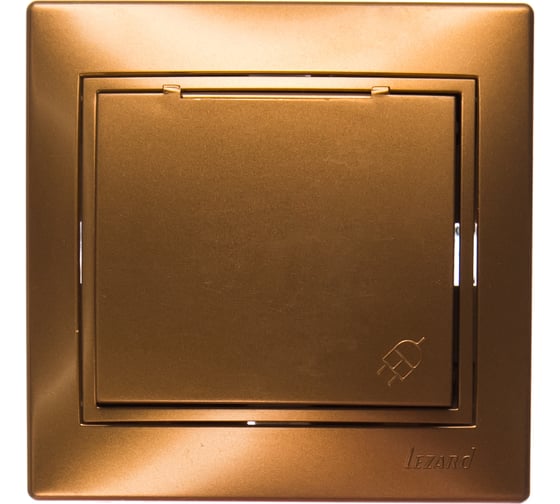 Изображение товара Розетка Lezard, MIRA, с/з, с крышкой, керамика, золотой металлик, со вставкой, 701-1313-123