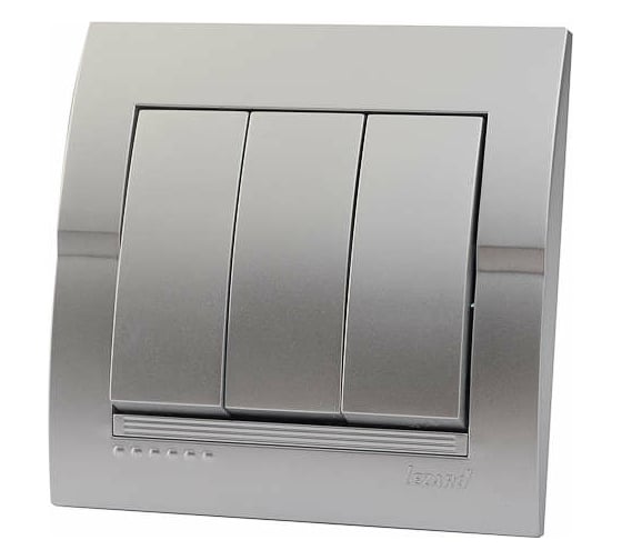 Изображение товара Тройной выключатель Lezard, DERIY, серебристый металлик, 702-2828-109