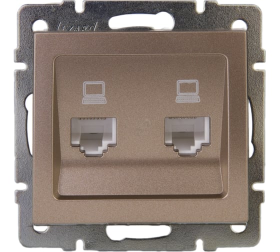 Изображение товара Компьютерная розетка Lezard, RAIN, 2-я, бронза, матовый, 703-3188-141
