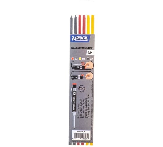 Изображение товара Стержни для карандаша Markal Trades Marker Dry, разноцветные, 6 шт 96263