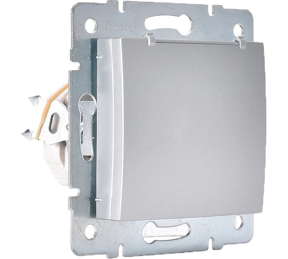 Изображение товара Розетка Lezard KARINA, с заземлением, с крышкой, керамика, матовое серебро, 707-4388-123