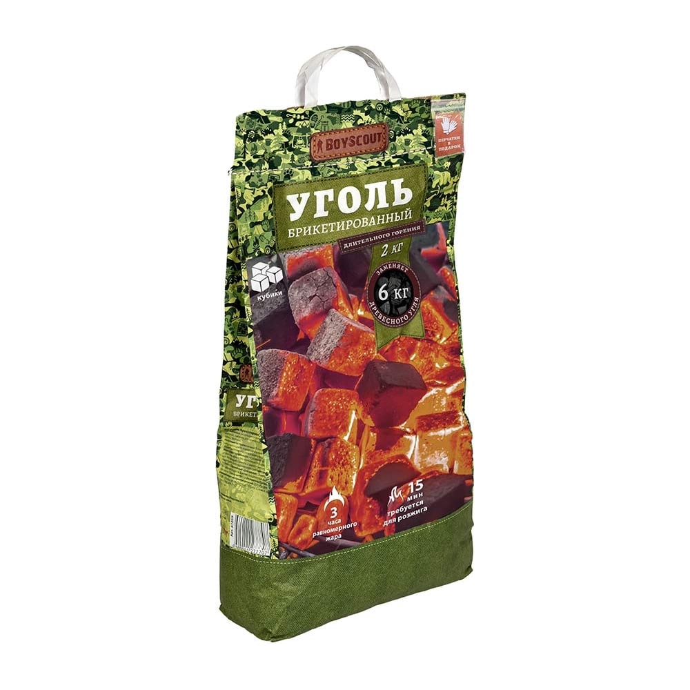 Изображение товара Уголь брикетированный BOYSCOUT кубики 2 кг длительного горения