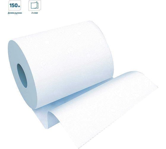 Изображение товара Полотенца бумажные OfficeClean в рулонах, H1, 2 слоя, 150 м/рул, белые 262646
