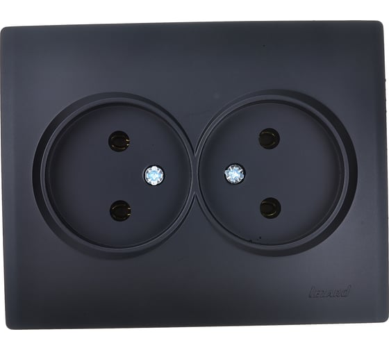 Изображение товара Двойная розетка Lezard KARINA, без заземления, ПБТ, чёрный бархат 707-4200-128B