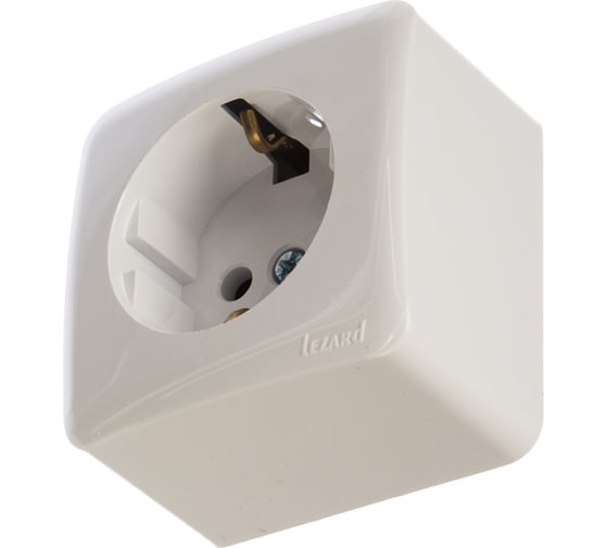 Изображение товара Розетка Lezard VIOLA, с заземлением, керамика, белый 751-0200-122