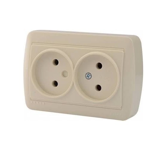 Изображение товара Двойная розетка Lezard DEMET без заземления, закрытый корпус, белый 711-0200-128