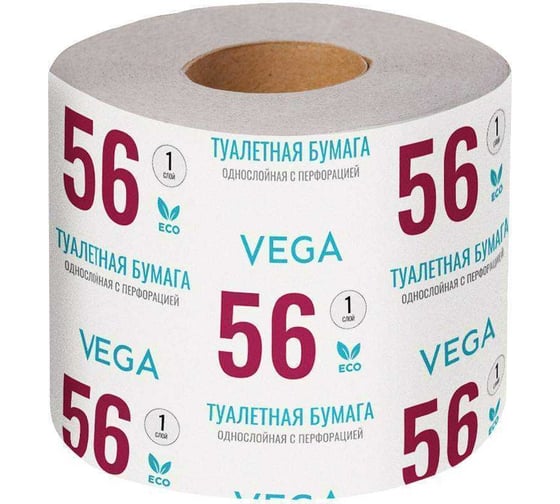 Изображение товара Туалетная бумага Vega 1 слой, 56 м/рул, на втулке, с перфорацией, серая 339240